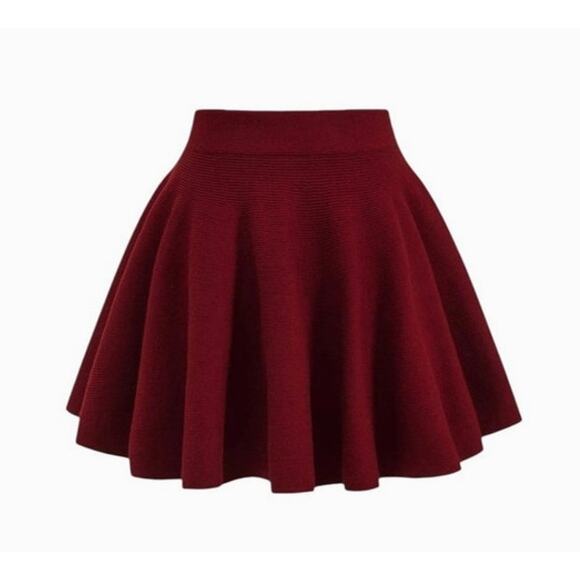 Micas Women's XSmall Burgundy Solid Knit Sweater Fitted Mini Skirt - Picture 2 of 5
